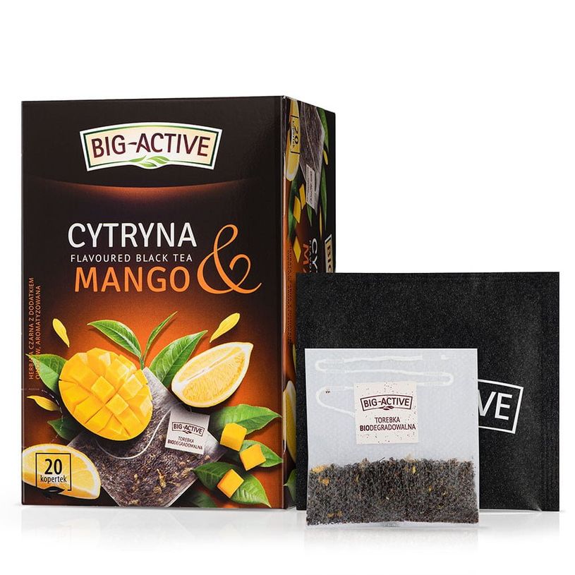 Black tea – Lemon &amp; Mango  Flavoured black tea with added fruit.