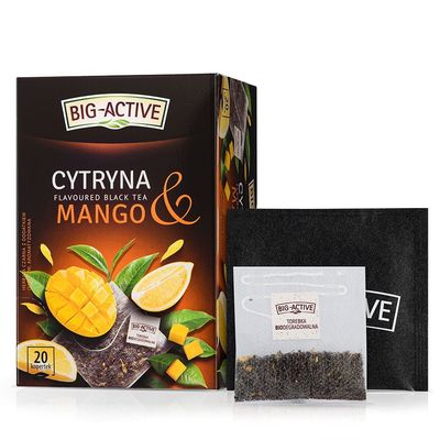 Black tea – Lemon &amp; Mango  Flavoured black tea with added fruit.