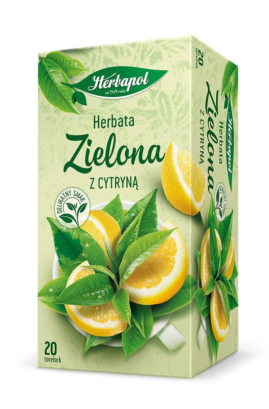 Green tea with lemon. Flavoured green tea with lemon.
