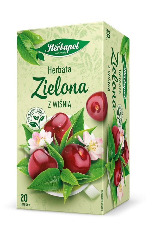 Green tea with cherry fruit, flavoured