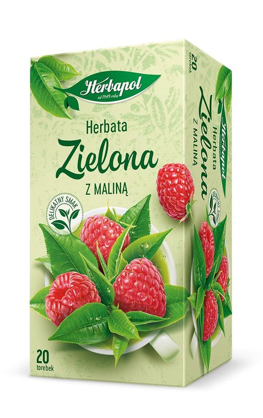 Green tea with raspberry.  Flavoured green tea with raspberry.