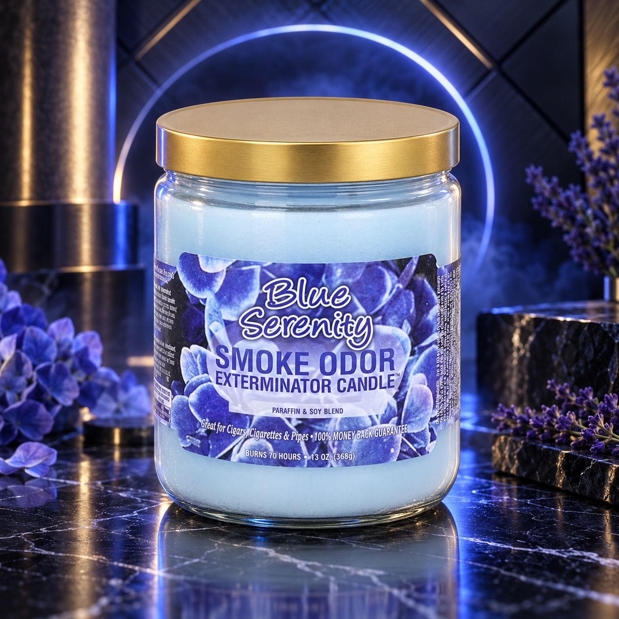 BLUE SERENITY SMOKE ODOR EXTEMINATOR CANDLE 13OZ