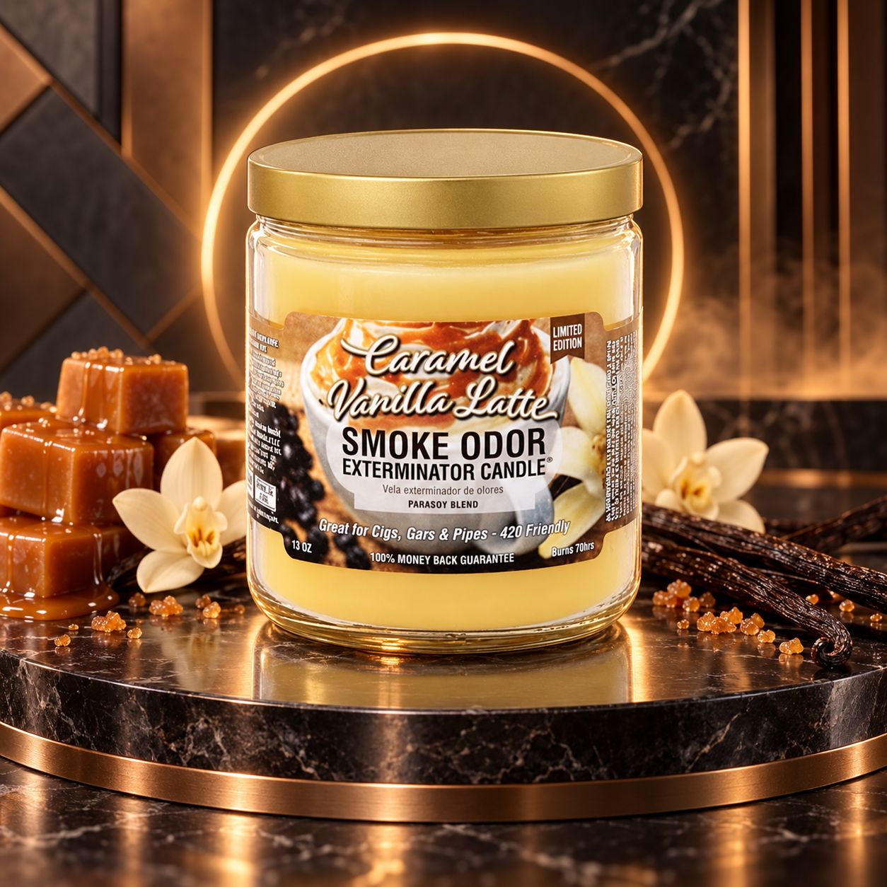 CARAMEL VANILLA LATTE SMOKE ODOR EXTEMINATOR CANDLE 13OZ