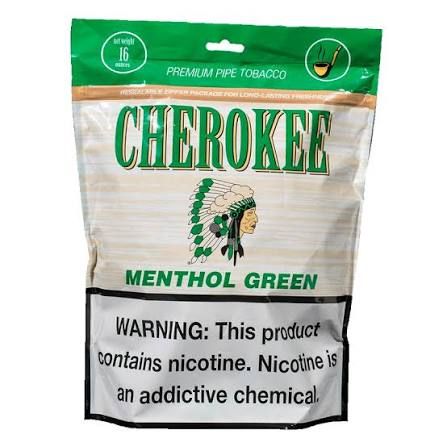 CHEROKEE PREMIUM PIP TOBACCO 8 OZ MENTHOL GREEN CHEROKEE PREMIUM PIP TOBACCO 8 OZ MENTHOL GREEN