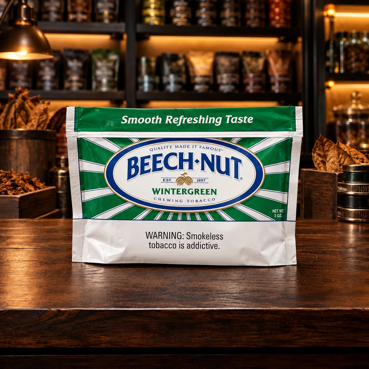BEECH NUT CHEWING TOBACCO WINTERGREEN BEECH NUT CHEWING TOBACCO WINTERGREEN