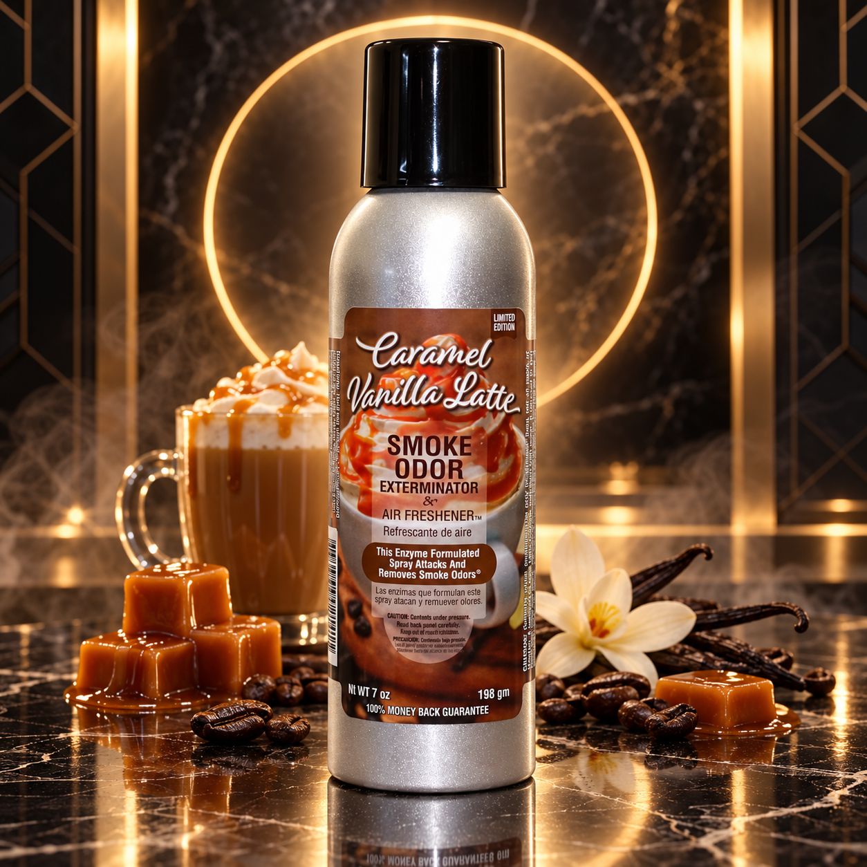 CARMEL VANILLA LATTE SMOKE ODOR EXTERMINATOR &amp; AIR FRESHENER 7OZ