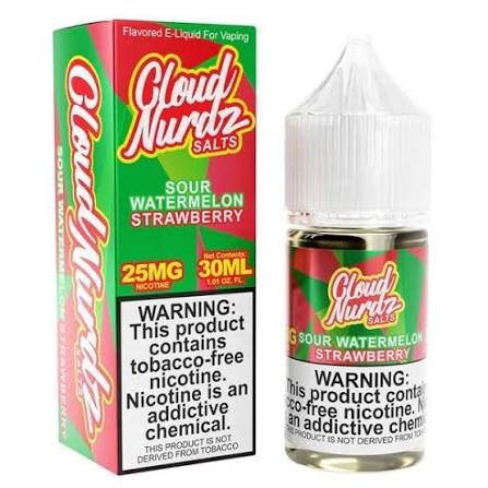 CLOUD NURDZ SALTS SOUR STRAWBERRY WATERMELON 25MG CLOUD NURDZ SALTS SOUR STRAWBERRY WATERMELON 25MG