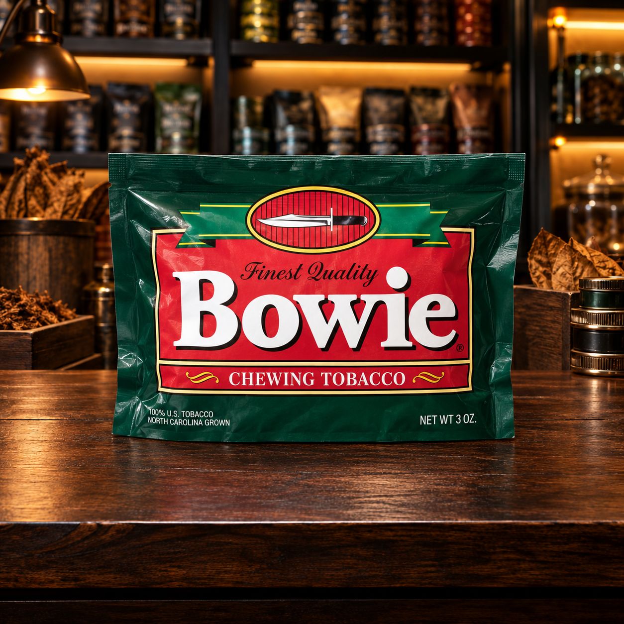 FINEST LUALITY BOWIE LOOSE LEAF CHEWING TOBACCO 3 OZ
