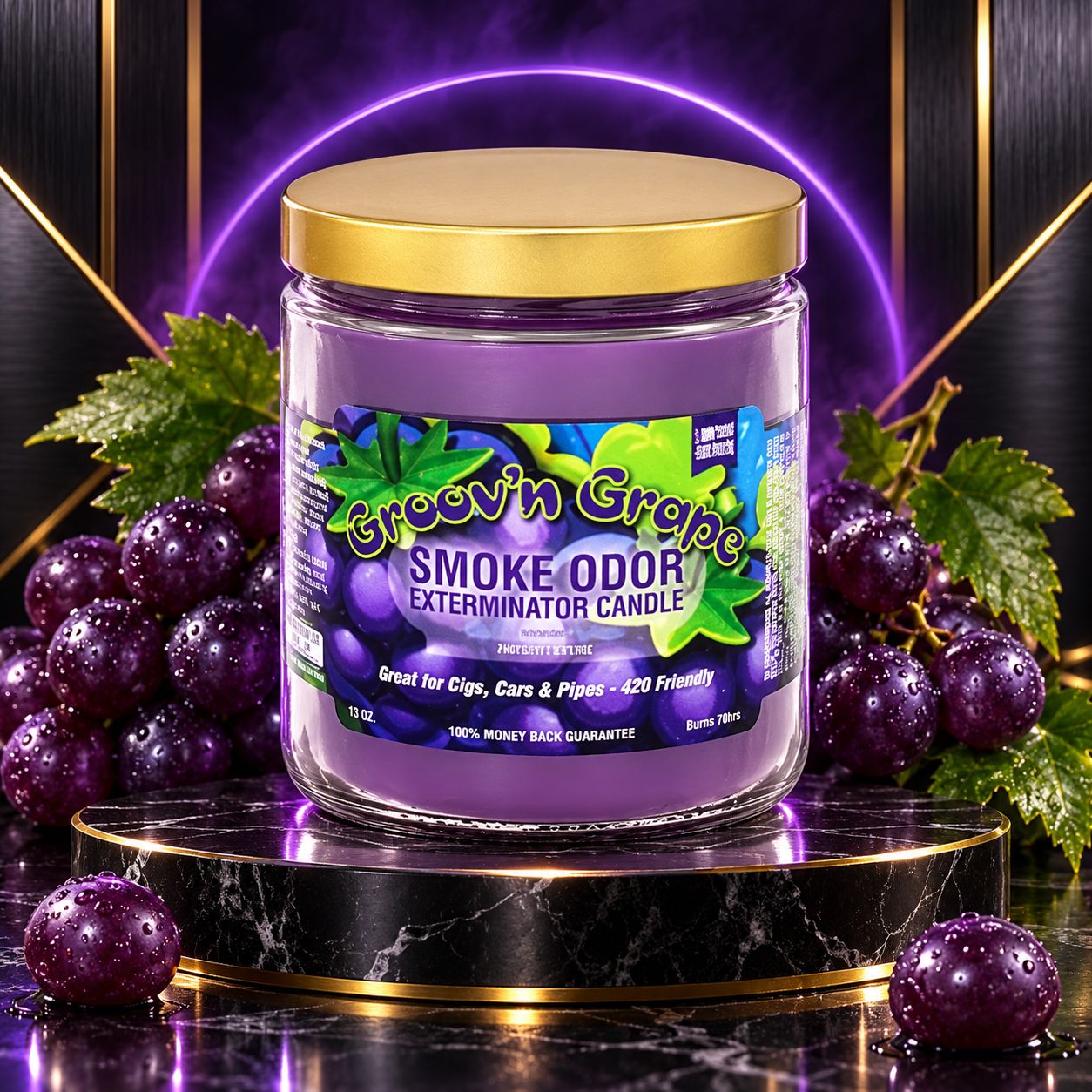 GROOVN GRAPE SMOKE ODOR EXTEMINATOR CANDLE 13OZ GROOVN GRAPE SMOKE ODOR EXTEMINATOR CANDLE 13OZ