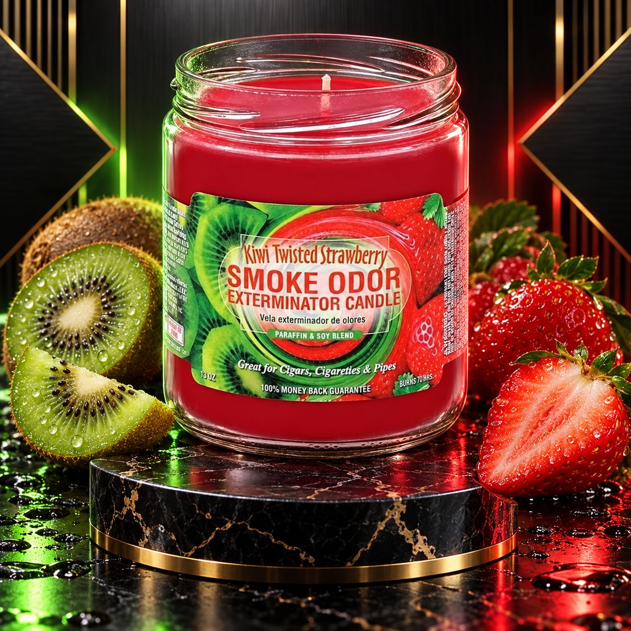 KIWI TWISTED STRAWBERRY SMOKE ODOR EXTEMINATOR CANDLE 13OZ KIWI TWISTED STRAWBERRY SMOKE ODOR EXTEMINATOR CANDLE 13OZ