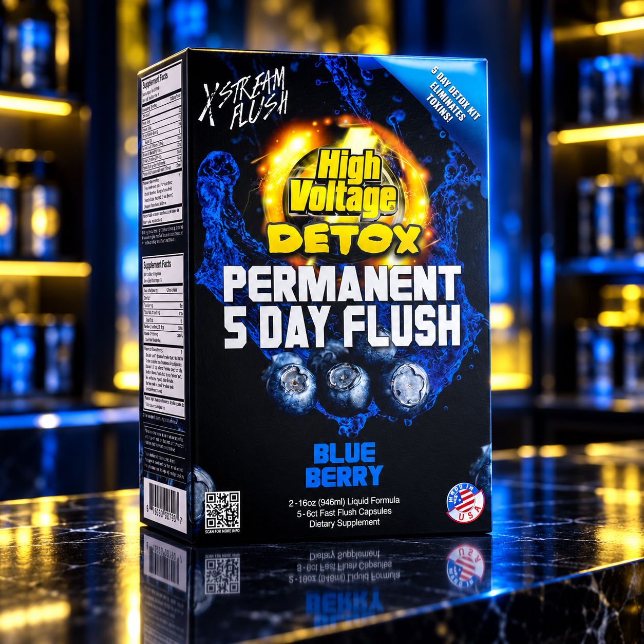 HIGH VOLTAGE DETOX PERMANENT 5 DAY FLUSH BLUE BERRY HIGH VOLTAGE DETOX PERMANENT 5 DAY FLUSH BLUE BERRY