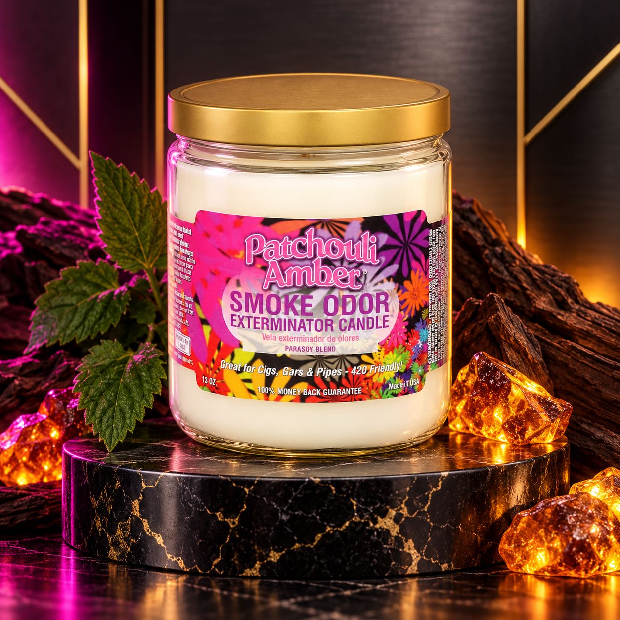 PATCHOULI AMBER SMOKE ODOR EXTEMINATOR CANDLE 13OZ