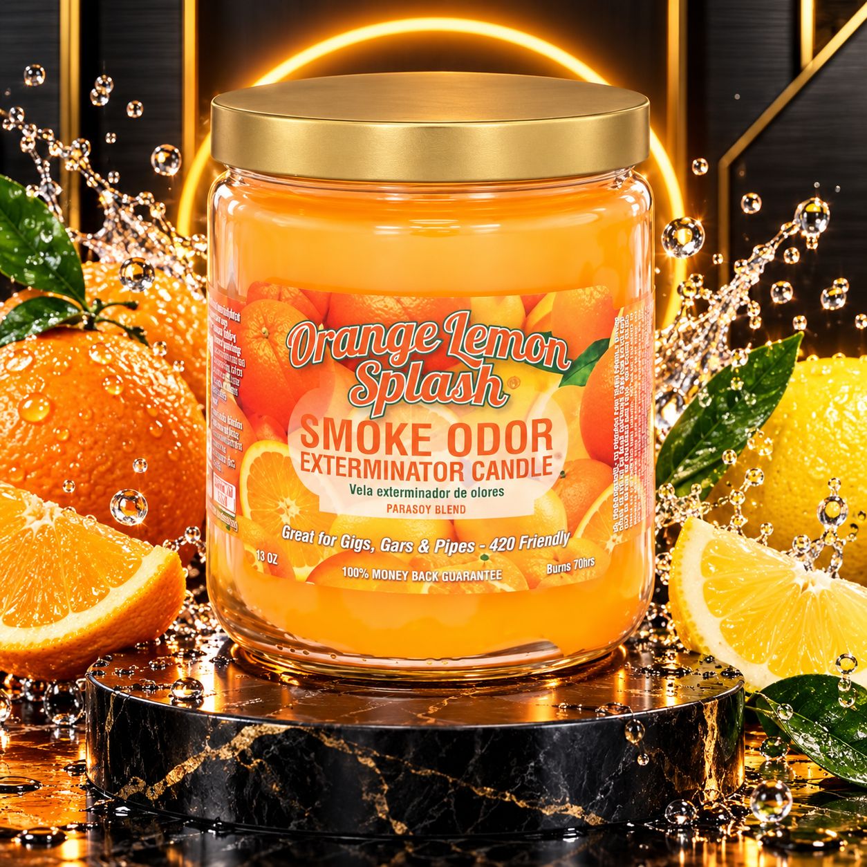 ORANGE LEMON SPLASH SMOKE ODOR EXTEMINATOR CANDLE 13OZ