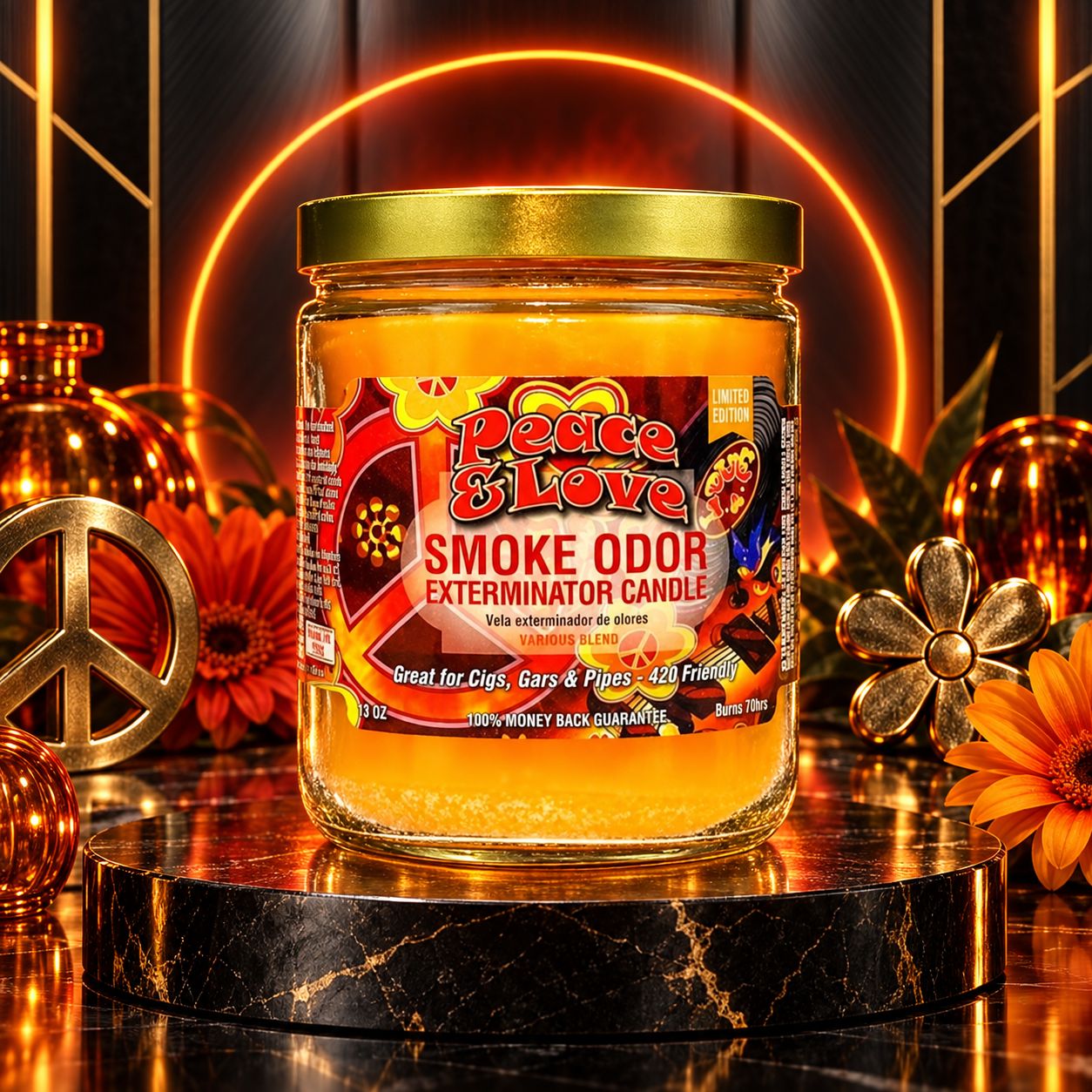 PEACE & LOVE SMOKE ODOR EXTEMINATOR CANDLE 13OZ PEACE & LOVE SMOKE ODOR EXTEMINATOR CANDLE 13OZ