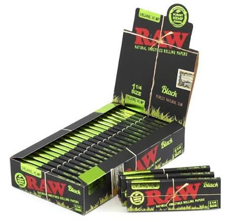 RAW ORGANIC HEMP BLACK PAPERS 1 1/4 RAW ORGANIC HEMP BLACK PAPERS 1 1/4