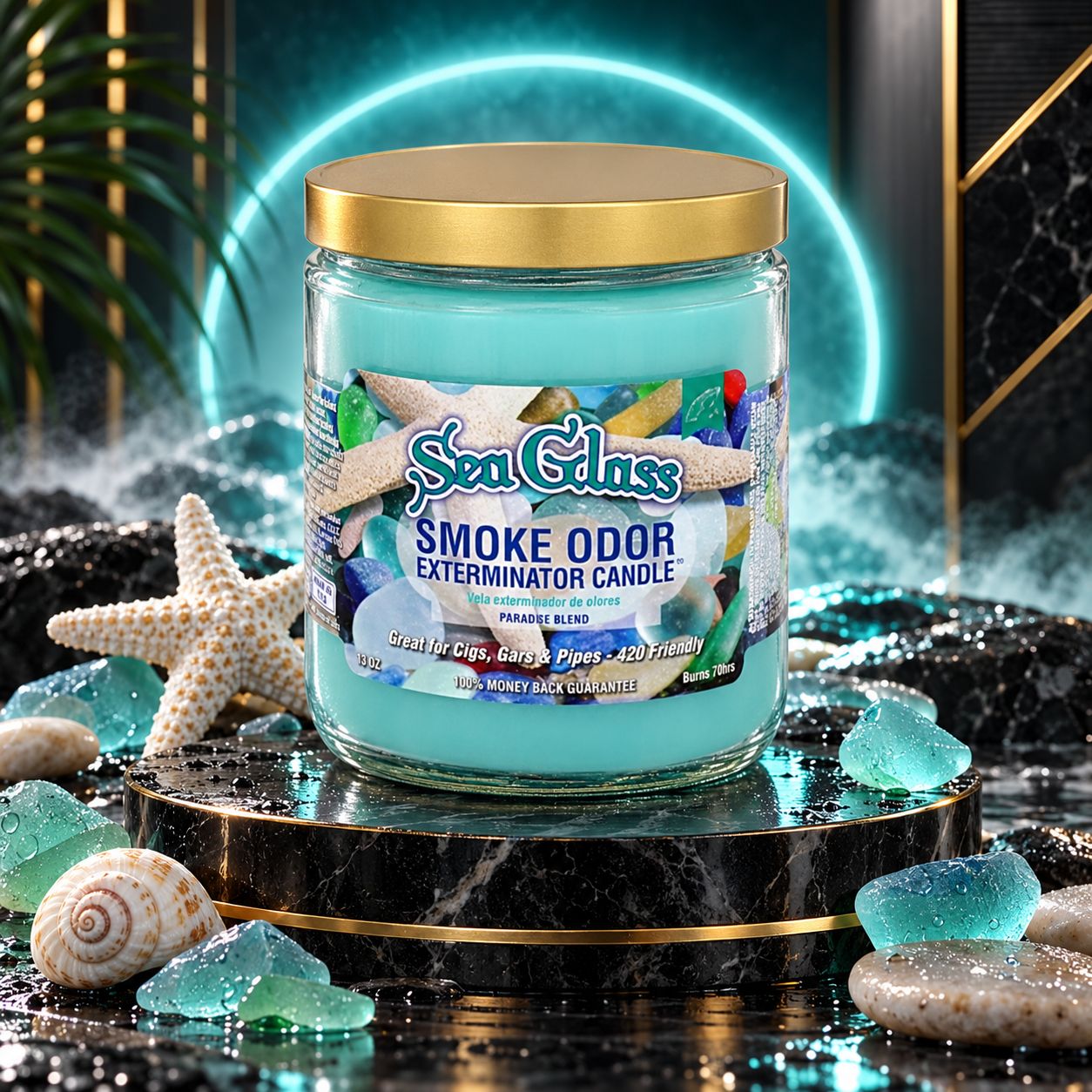 SEA GLASS SMOKE ODOR EXTEMINATOR CANDLE 13OZ SEA GLASS SMOKE ODOR EXTEMINATOR CANDLE 13OZ