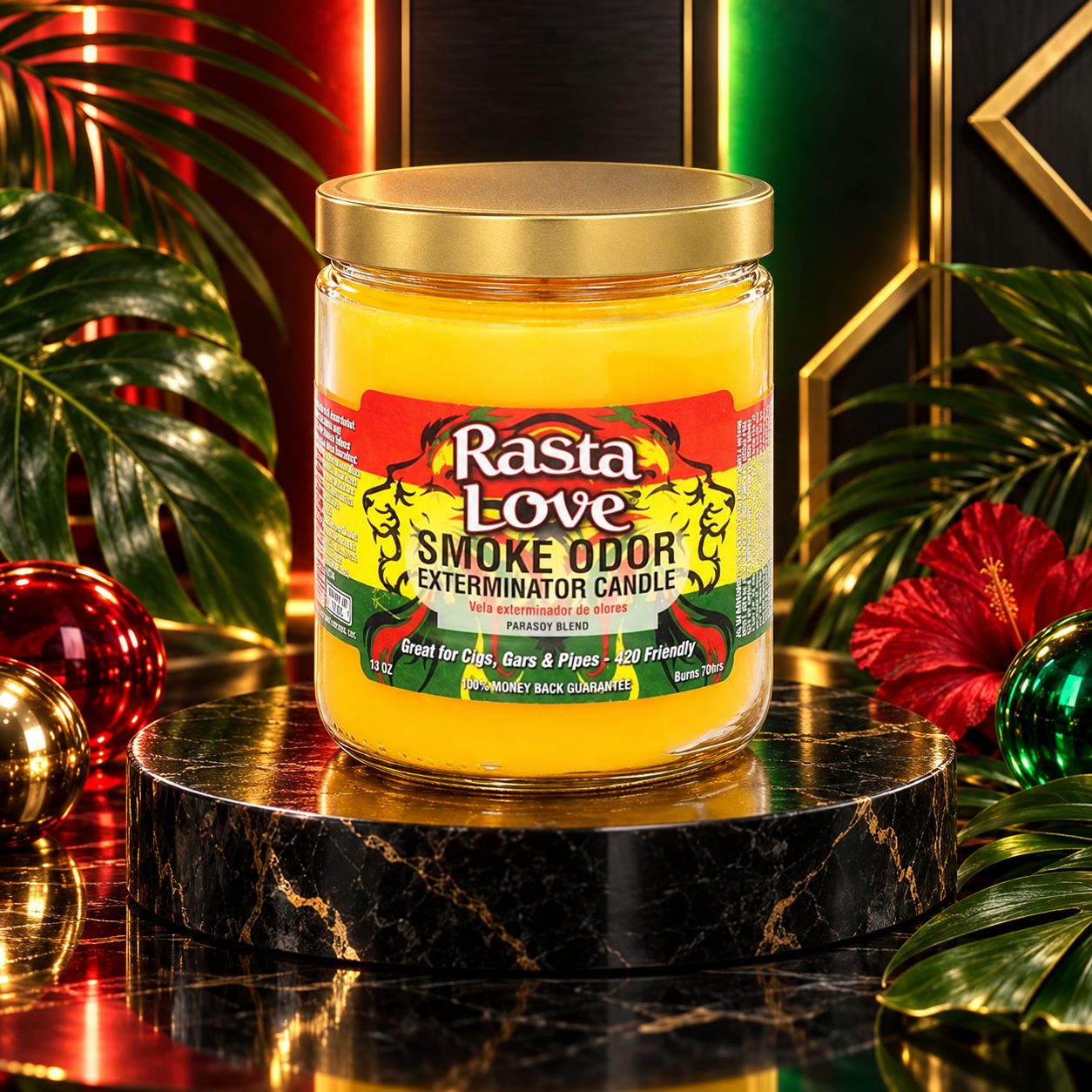RASTA LOVE SMOKE ODOR EXTEMINATOR CANDLE 13OZ RASTA LOVE SMOKE ODOR EXTEMINATOR CANDLE 13OZ