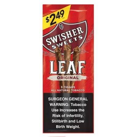 SWISHER SWEETS LEAF 3/ 2.49 ORIGINAL SWISHER SWEETS LEAF 3/ 2.49 ORIGINAL