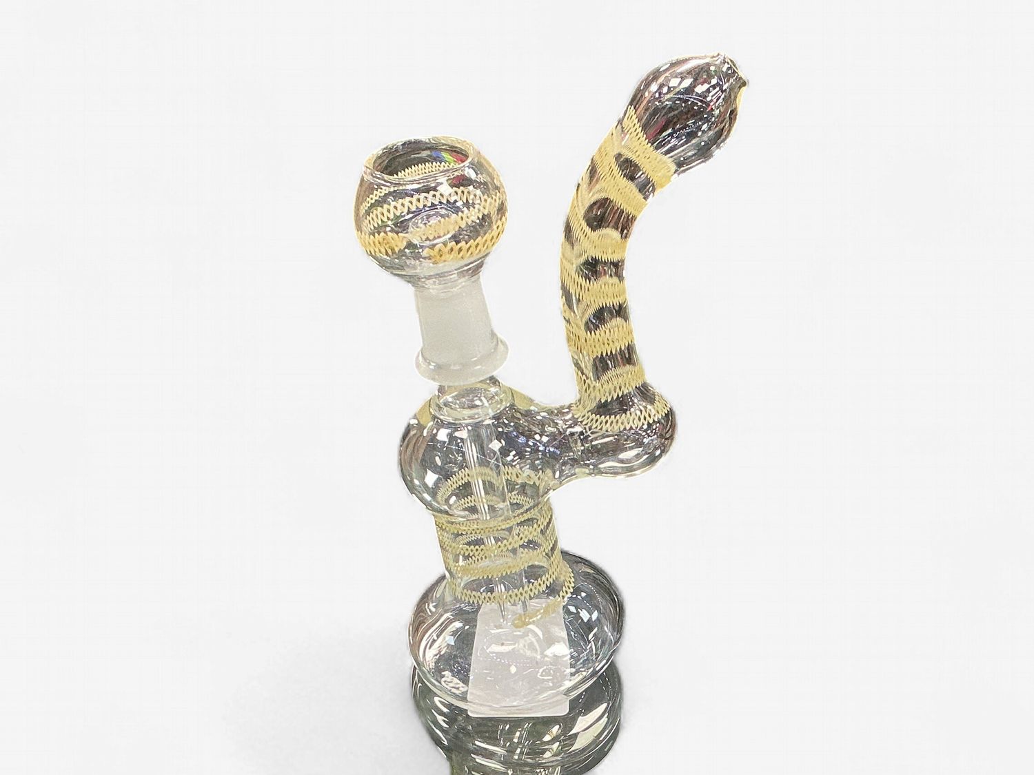 TAN STRIPE GLASS WATER PIPE