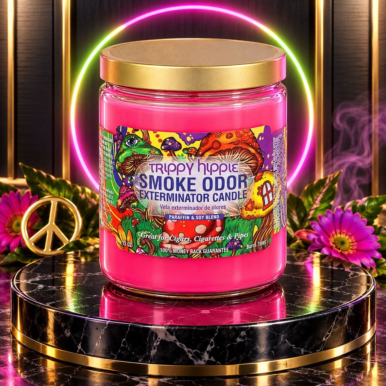 TRIPPY HIPPIE SMOKE ODOR EXTEMINATOR CANDLE 13OZ TRIPPY HIPPIE SMOKE ODOR EXTEMINATOR CANDLE 13OZ