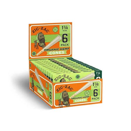 ZIG ZAG ORGANIC HEMP CONES 1 1/4 SIZE 6 PACK ZIG ZAG ORGANIC HEMP CONES 1 1/4 SIZE 6 PACK