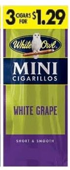 WHITE OWL MINI CIGARILLOS 3/1.29 WHITE GRAPE WHITE OWL MINI CIGARILLOS 3/1.29 WHITE GRAPE