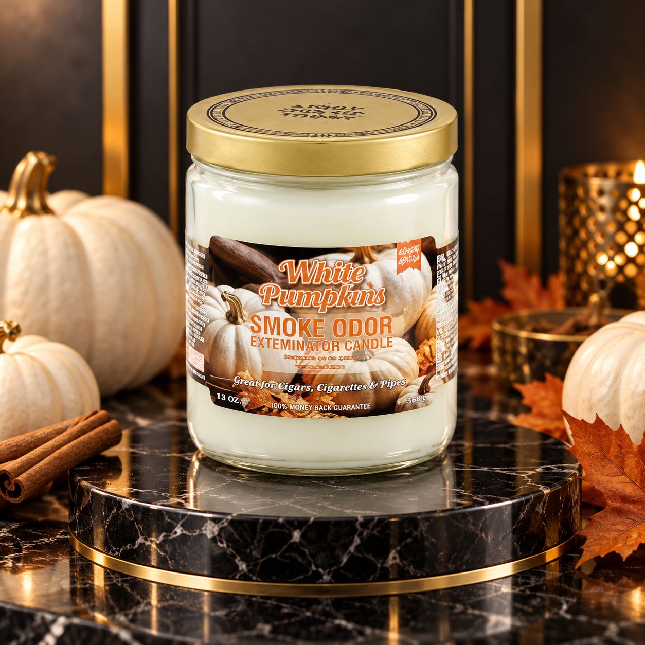 WHITE PUMPKIN SMOKE ODOR EXTEMINATOR CANDLE 13OZ WHITE PUMPKIN SMOKE ODOR EXTEMINATOR CANDLE 13OZ