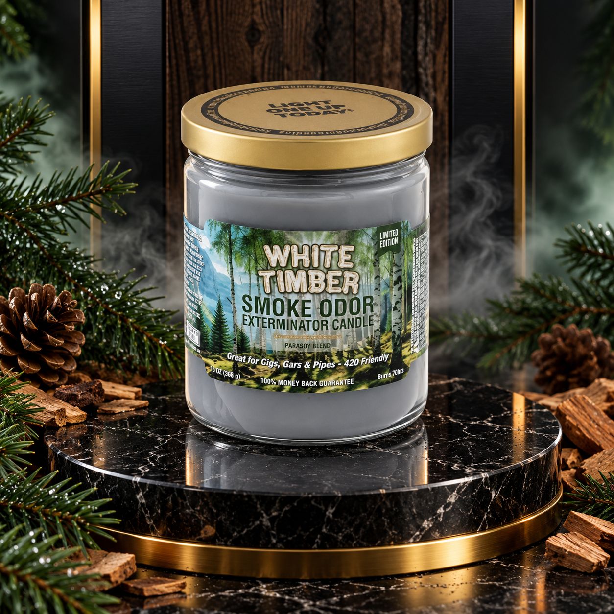 WHITE TIMBER SMOKE ODOR EXTEMINATOR CANDLE 13OZ WHITE TIMBER SMOKE ODOR EXTEMINATOR CANDLE 13OZ