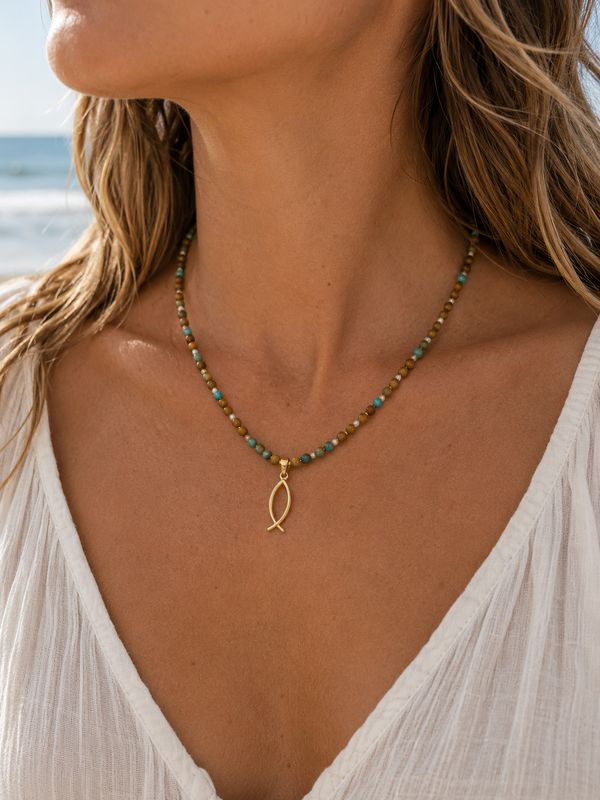 Seafoam Fish Necklace