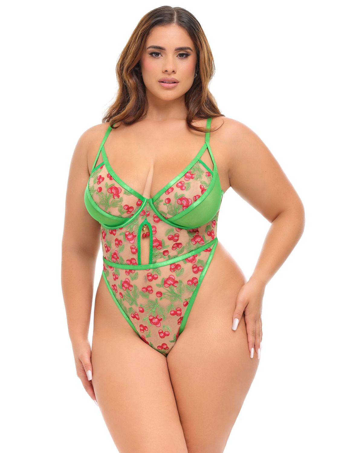 VESPER TEDDY PLUS, Color: CHERI CHERRY 057/VIBRANT GREEN, Size: 1X