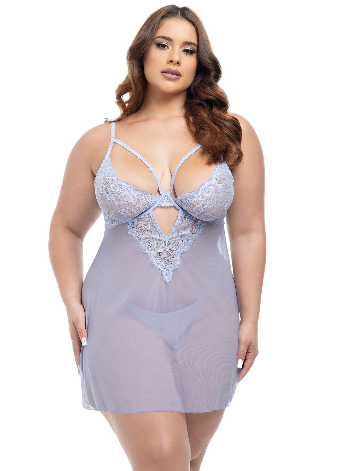 MARCELINE QUAY BABYDOLL PLUS, Color: BRUNNERA BLUE, Size: 1X/2X