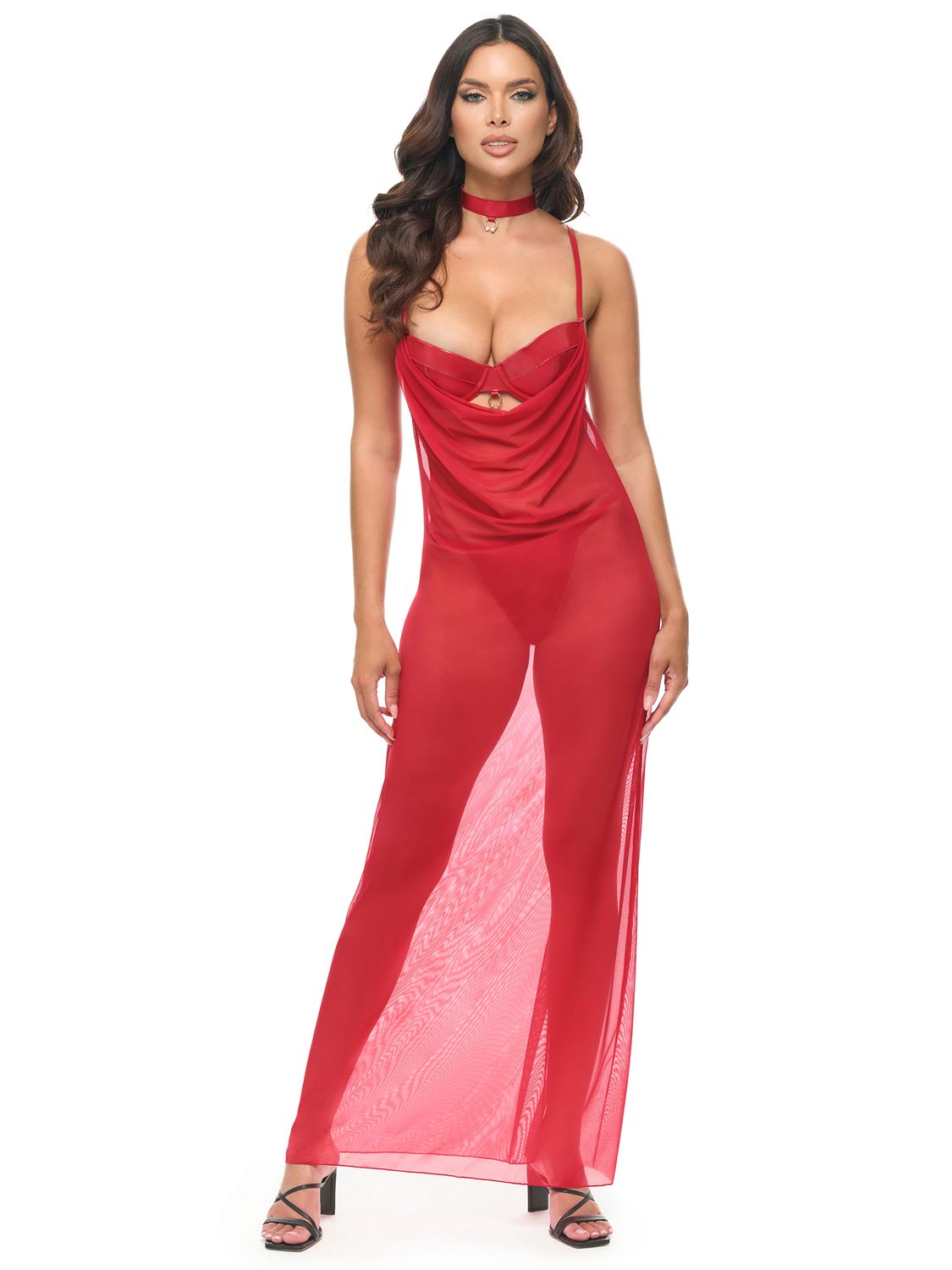 WINSOME HOLLOW GOWN, Color: RED, Size: S