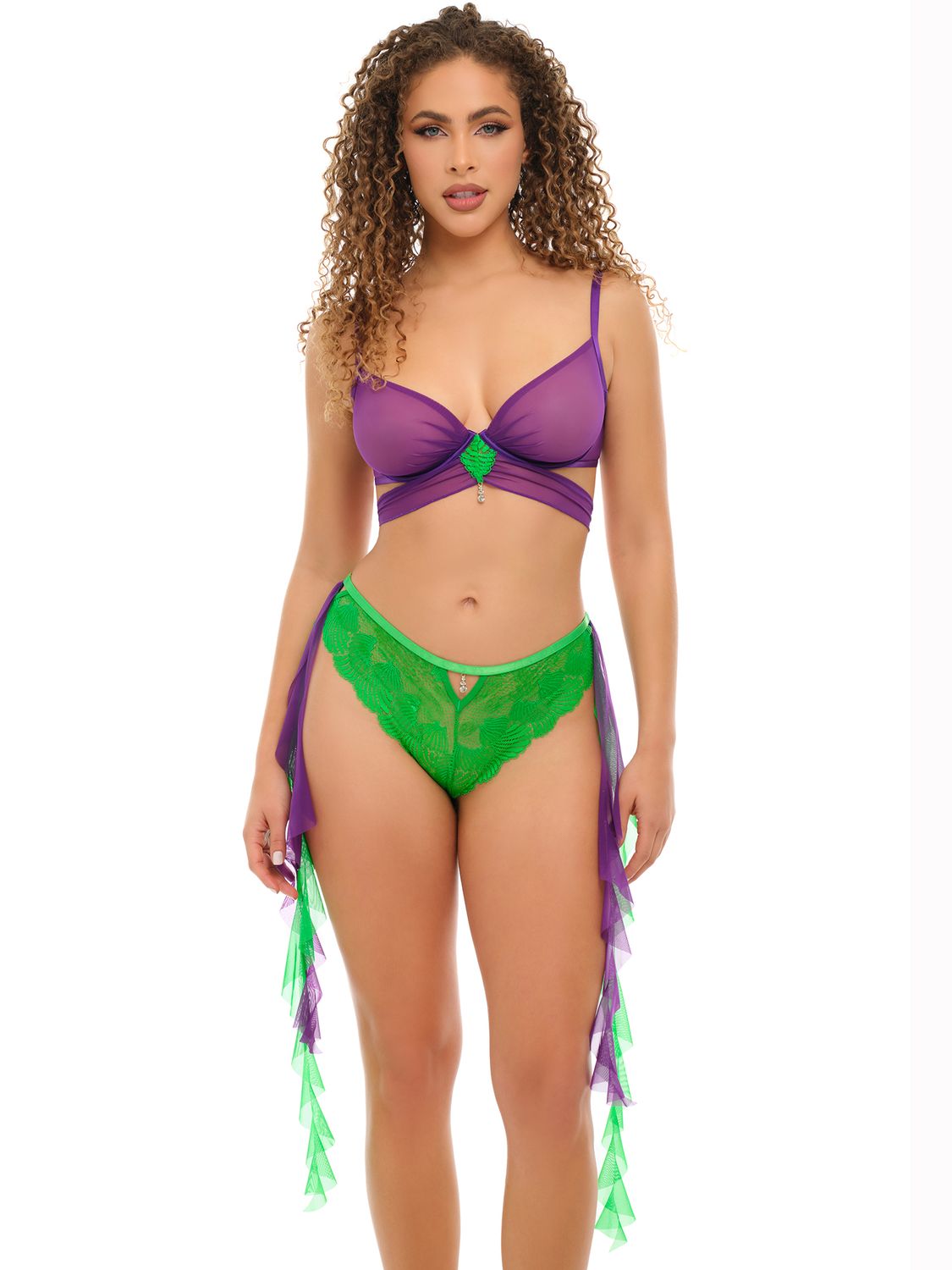 ELODIE VALE SET, Color: IMPERIAL PURPLE/VIBRANT GREEN, Size: S/M