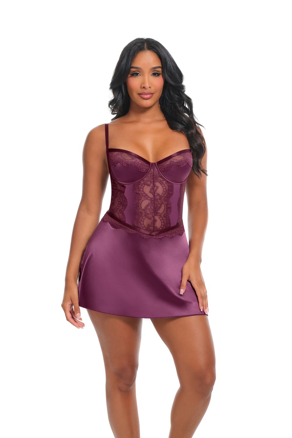 MELISANDE BIRCH BABYDOLL, Color: POTENT PURPLE, Size: S/M