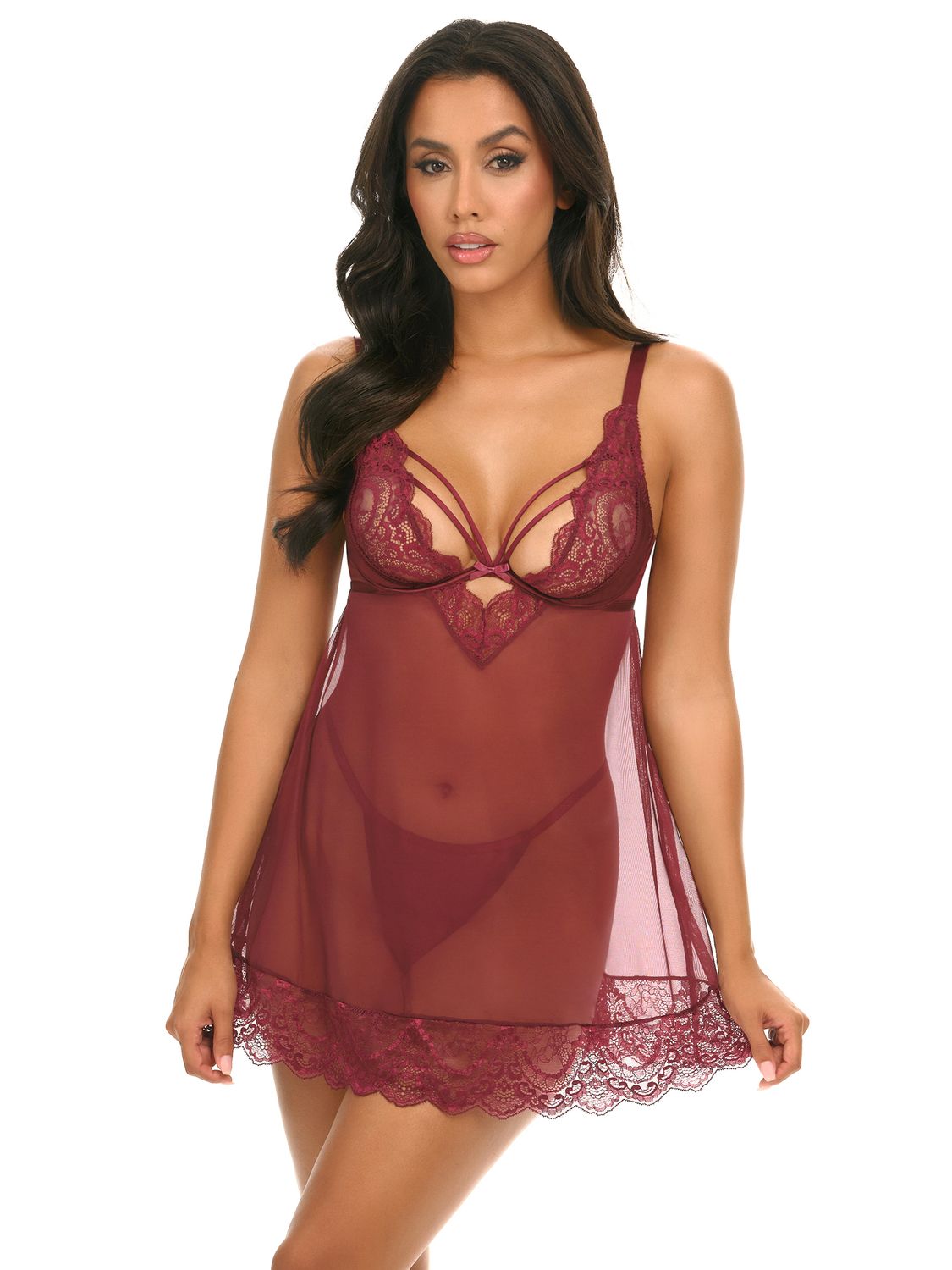 QUILL LANE BABYDOLL PLUS, Color: ZINFANDEL, Size: 1X/2X