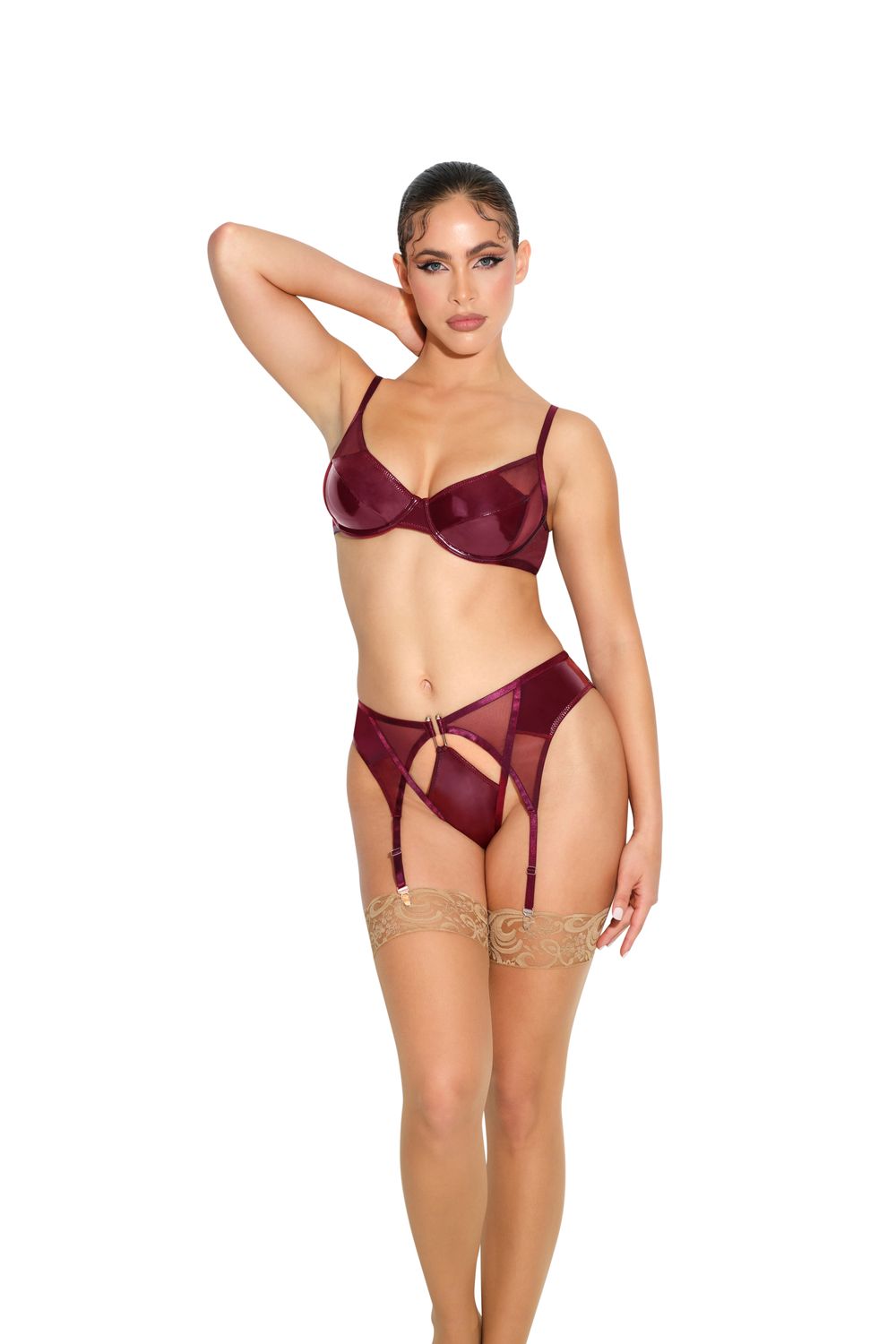 VALENTINA 2 PC SET, Color: ZINFANDEL, Size: S