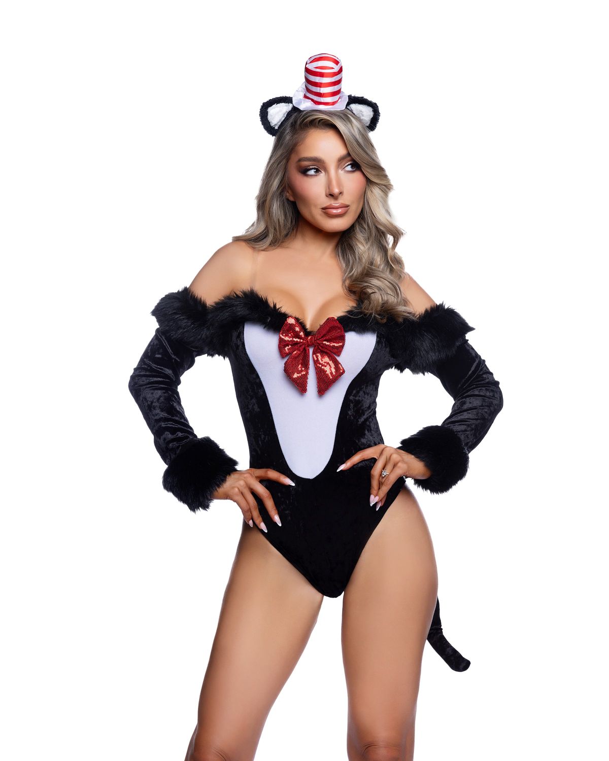 HAT CAT BABE, Color: black-white, Size: Small