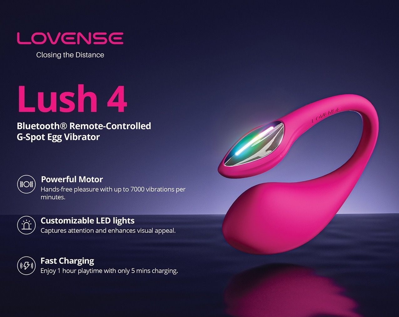 Lovense Lush 4.0 Bluetooth G-Spot Egg Camming Vibrator - Pink