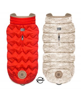 Milk&amp;Pepper Doudoune Réversible DARCY Vermillon / Fourrure Chinée Beige