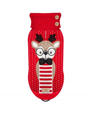 Milk&amp;Pepper Pull ALGAR Jacquard Rouge / Renne de Noël