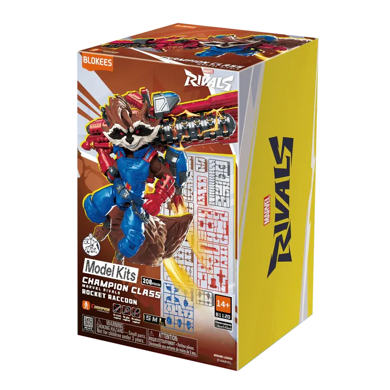 Blokees Marvel Rivals Champion Series Rocket Raccoon Deluxe Model Kit w/ Weapon!