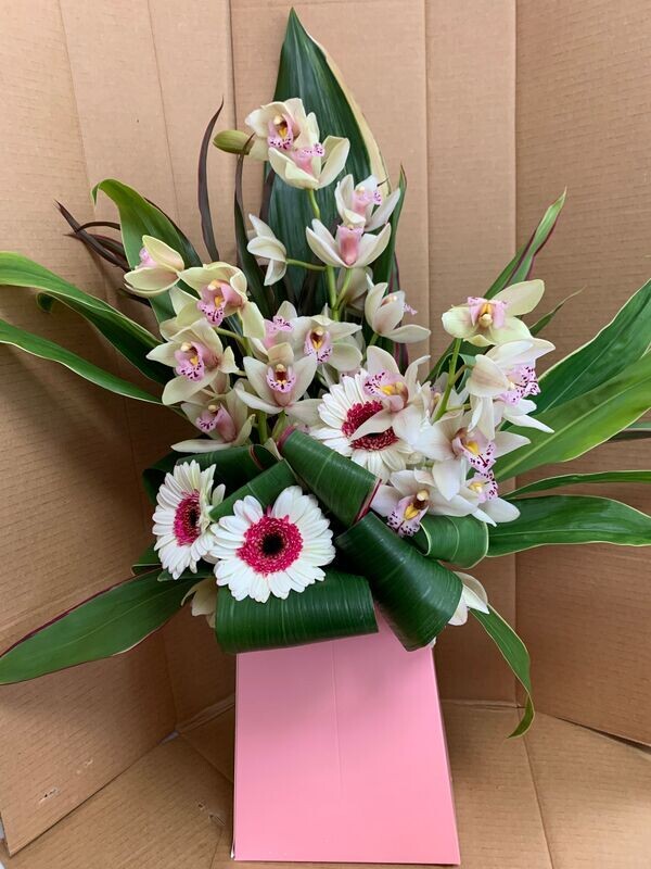 Orchid arrangement in water