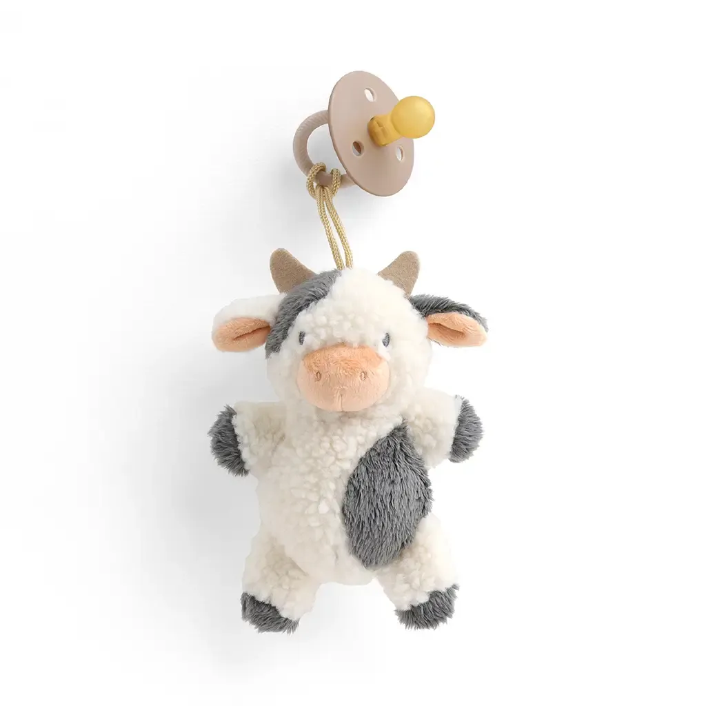 Bitzy Pal Natural Rubber Paci &amp; Plush, Animal: Cow