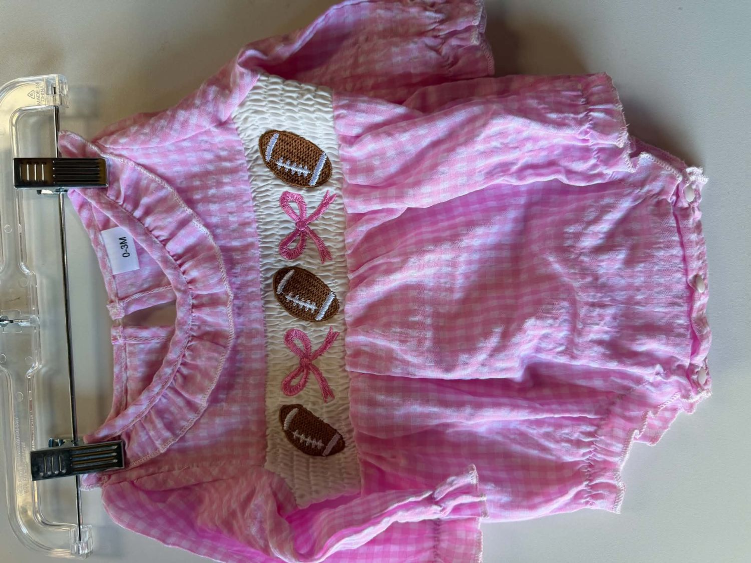Pink Football Bodysuit, Size: 0-3