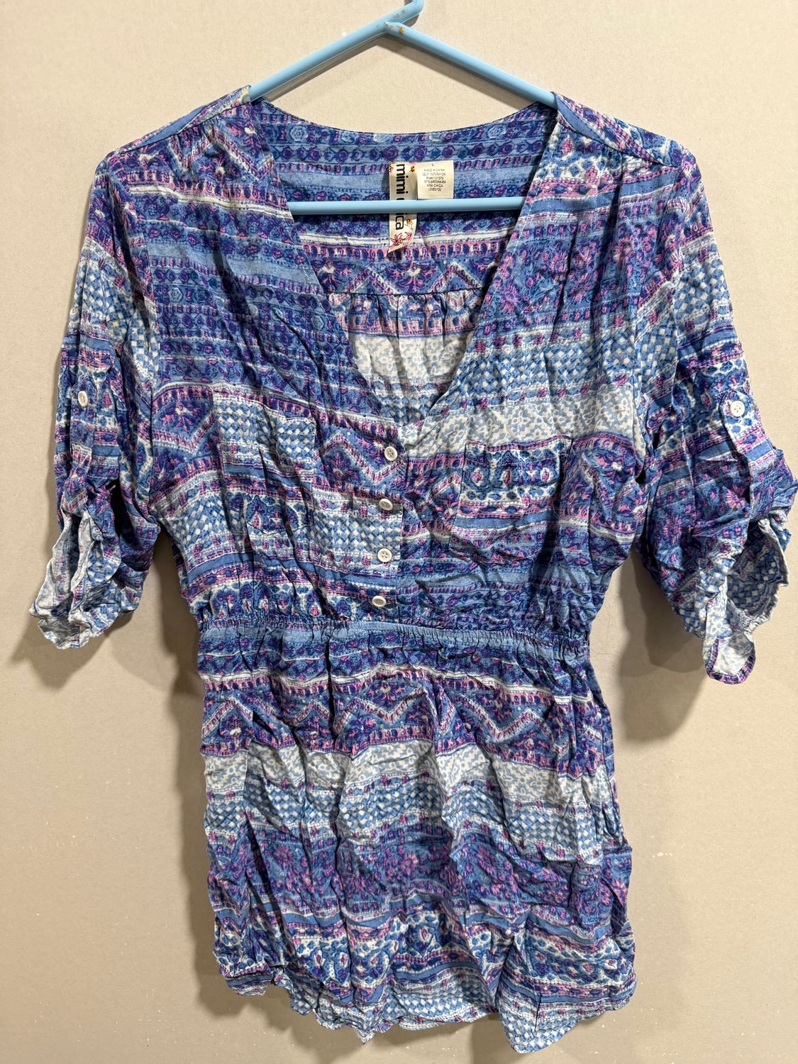 Purple V-neck Quarter Sleeve (L)