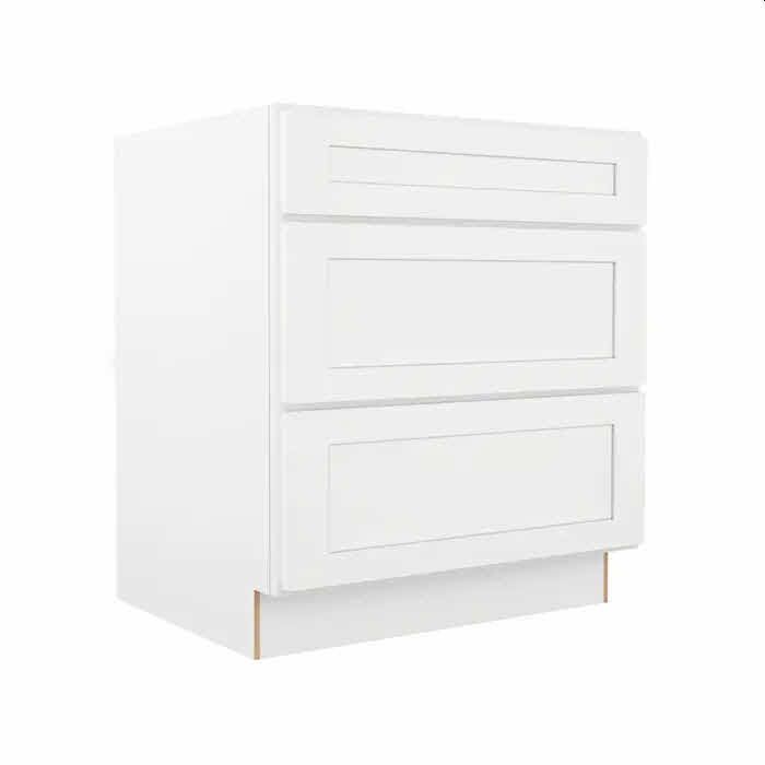 SONOMA WHITE SHAKER BASE 30 - 3 DRAWER BANK