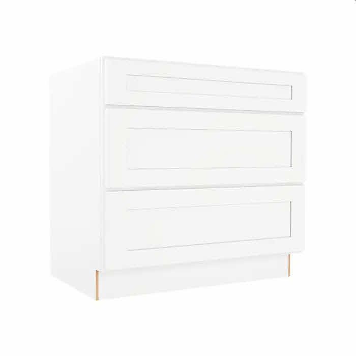 SONOMA WHITE SHAKER BASE 36 - 3 DRAWER BANK