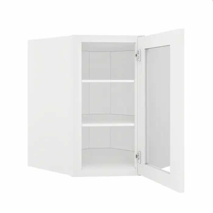 SONOMA WHITE SHAKER WALL DIAGONAL CORNER 24 X 36 GLASS DOOR