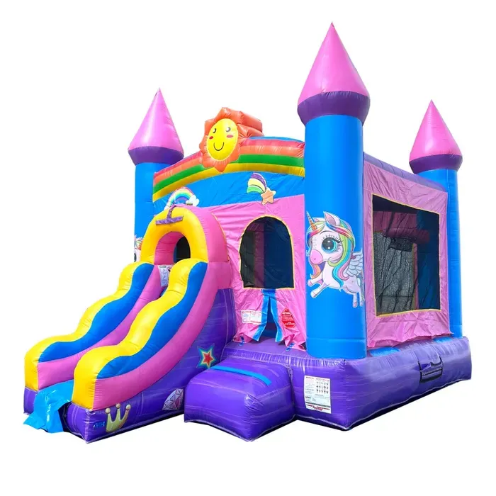 Pink Unicorn Bounce House Slide Combo