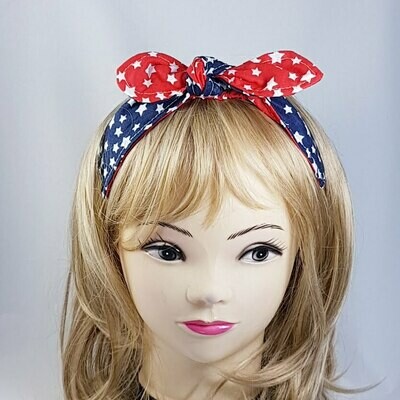 Headband -Navy/red stars Size 3